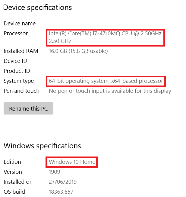 PC Specification